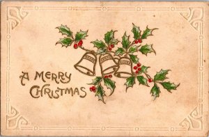 A Merry Christmas Embossed 4.5 x 3 Small Postcard PC42