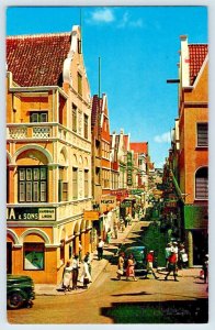 Curacao Netherland Antilles~Heerenstraat Street Scene~1961 POSTCARD