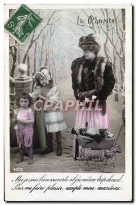 Old Postcard Fancy Doll La Charite Me I'm covered and I even too hot for me pla