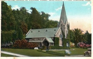 1932 Church Flowers Forest Lawn Memorial Park Glendale Calif. Vintage Postcard