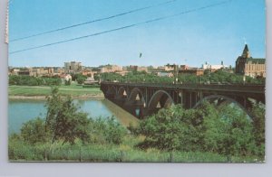 Nineteenth Street Bridge, Saskatchewan River, Saskatoon SK, 1956 Chrome Postcard