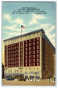 1950 Hotel Metropole Building Car Street View Cincinnati Ohio OH Posted Postcard