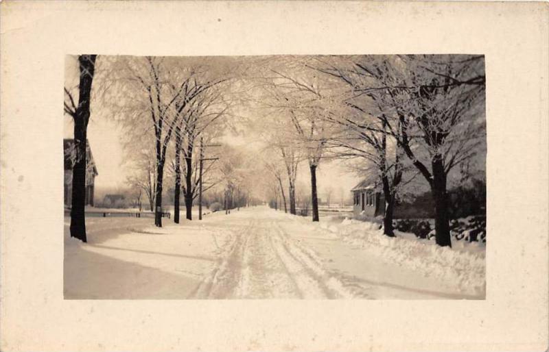 Snow covered street  real photo