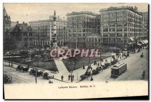 Old Postcard Lafayette Square Buffalo Tramway