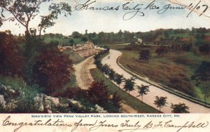 Vintage Postcard 1907 Bird's Eye View Penn Valley Park Looking SW Kansas City MO