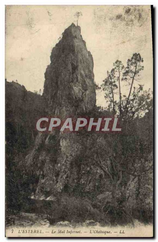 Old Postcard L'Esterel Evil Infernet the Obelisk