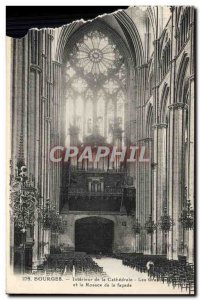 Old Postcard Bourges Interior De La Cathedrale Rosette organ