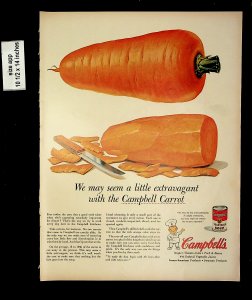 1955 Campbell's Vegetable Soup Bowl Carrot Vintage Print Ads 9487