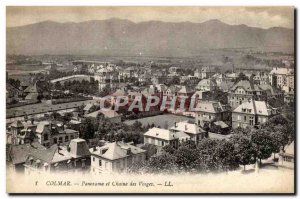 Colmar Old Postcard Panorama and Vosges chain