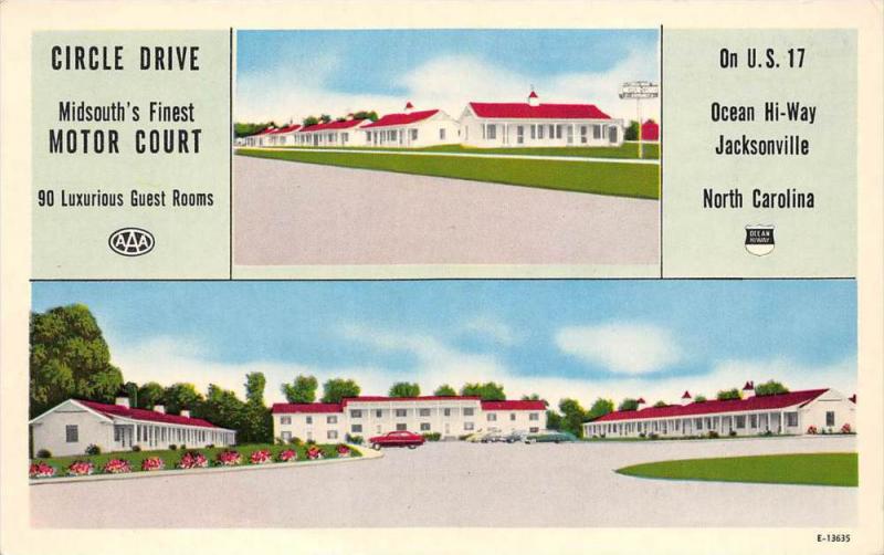 North Carolina Jacksonville  Circle Drive Motor Court Motel