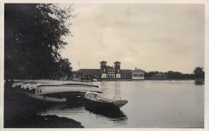 H55/ Denver Colorado RPPC Postcard  c1910 City Park Lake Boats Pavilion 78