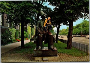 Postcard Denmark Copenhagen Hans Christian Anderson statue child sitting