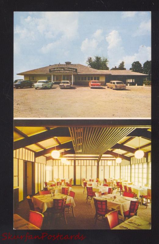 MOUNT VERNON IOWA HOLIDAY HOUSE RESTAURANT 1960's CARS ADVERTISING POSTCARD