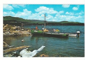 Fishing Boats And Lobster Traps, Ingonish Ferry, NS, Vintage Chrome Postcard