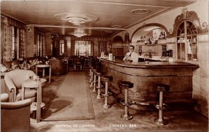 RMS 'Empress of Canada' Steamship Cocktail Bar Bartender RPPC Postcard H27