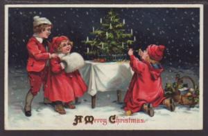 Merry Christmas,Children DecoratingTree Postcard 