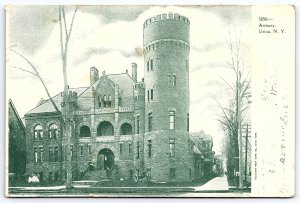 Utica NY-New York, 1905 Armory Historical Building Landmarks, Vintage Postcard