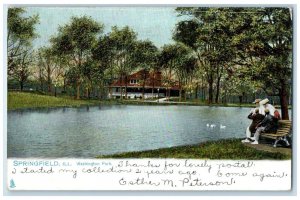 1907 Washington Park Lake Ducks Springfield Illinois IL Tuck's Antique Postcard