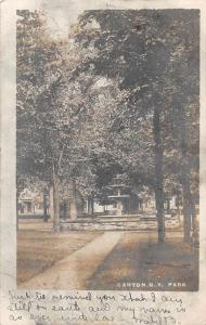 Canton New York Park Fountain Scenic Real Photo Antique Postcard J74685