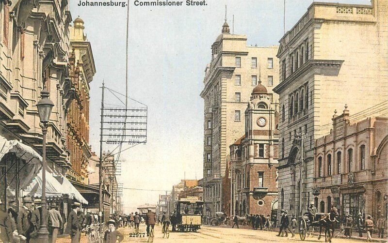 Africa South Trolley C-1910 Johannesburg Commissioner Street Postcard 22-7489