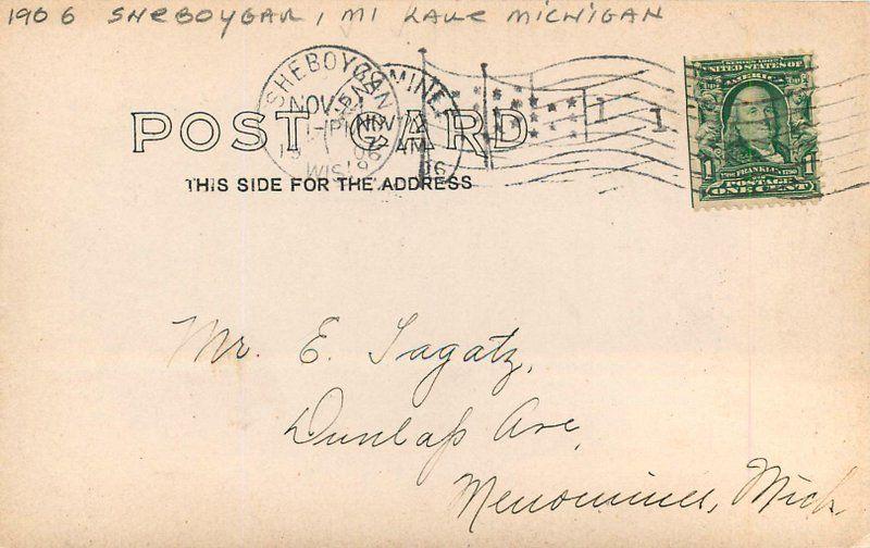1906 Sheboygan Michigan Lake Michigan RPPC real photo postcard 1503
