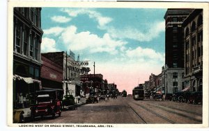 13714 Trolley Cars on Broad Street, Texarkana, Arkansas - Texas