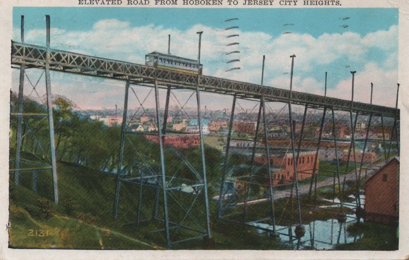 13627 Trolley on Elevated Bridge, Hoboken to Jersey City Heights 1931