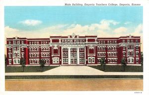 EMPORIA, KS Kansas   EMPORIA TEACHERS COLLEGE~Main Building   1941 Postcard