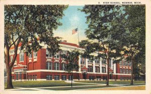 High School Monroe Michigan 1920s postcard