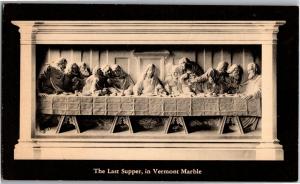 The Last Supper in White Vermont Marble, Museum Proctor VT Vintage Postcard P11