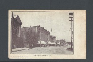 Post Card Antique 1907 Savanna IL Main Street UDB