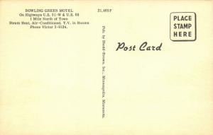 Bowling Green Kentucky 1950s Postcard Bowling Green Motel