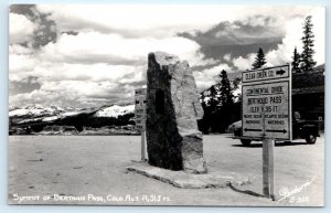 RPPC BERTHOUD PASS, CO Colorado ~ MARKER & HIGHWAY SIGN c1940s Sanborn  Postcard