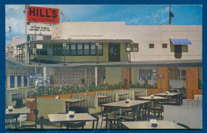 Galveston Texas tx Seafood platter Hill's Restaurant chrome postcard