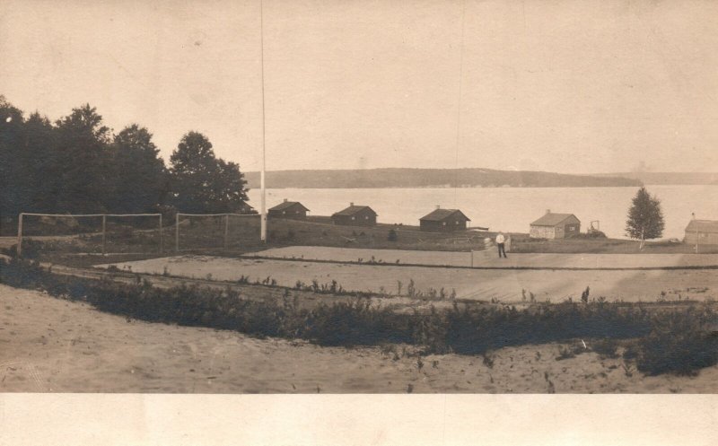 Vintage Postcard Scenic View Cottages Beach Resort Tennis Ground