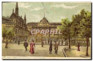 Old Postcard transparent map Paris Courthouse and the Sainte Chapelle