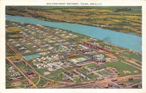 Tulsa Oklahoma OK   MID-CONTINENT REFINERY~Oil Industry  AERIAL  1939 Postcard