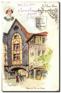 Old Postcard Old Paris Place du Pre clerics
