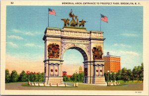 Postcard NY Brooklyn Memorial Arch entrance to Prospect Park