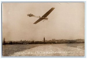 1911 Lantham Flying Over The Bay Antoinette San Francisco CA RPPC Photo Postcard 