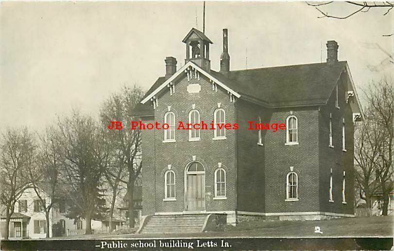 IA, Letts, Iowa, RPPC, Public School Building, Entrance View, Photo No 2 United States Iowa