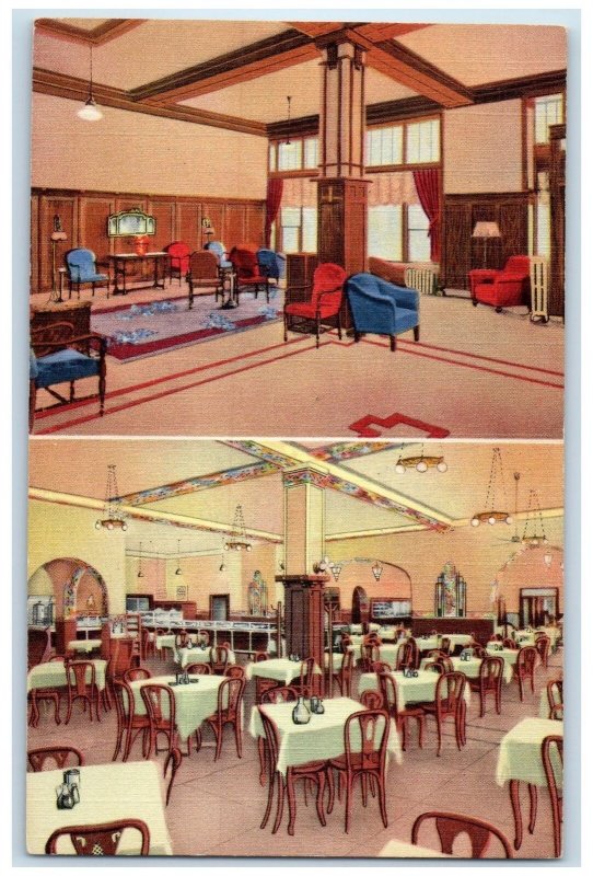 c1940's Hotel Como Interior Multi-View Rock Island Illinois IL Unposted Postcard