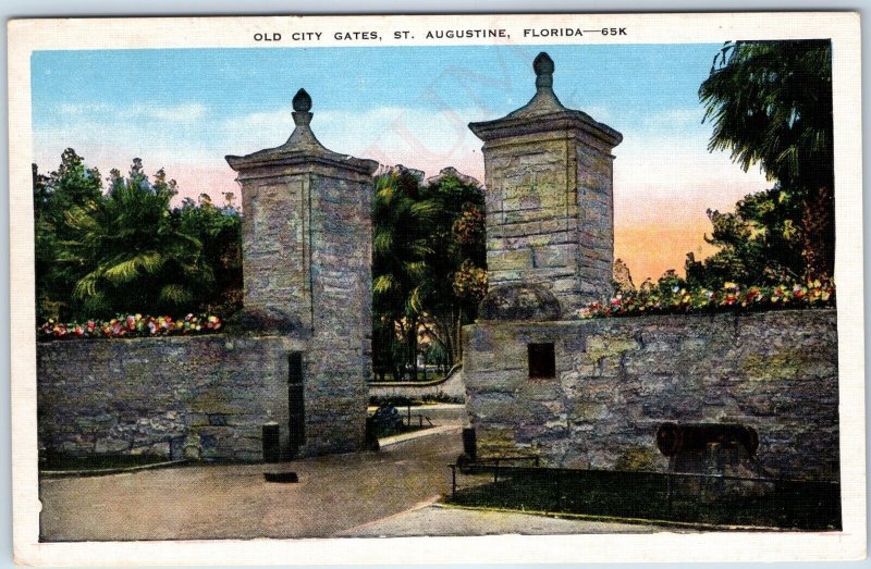 c1940s St. Augustine, Fla. Old City Gates Entrance Tartaria Old World Early A206