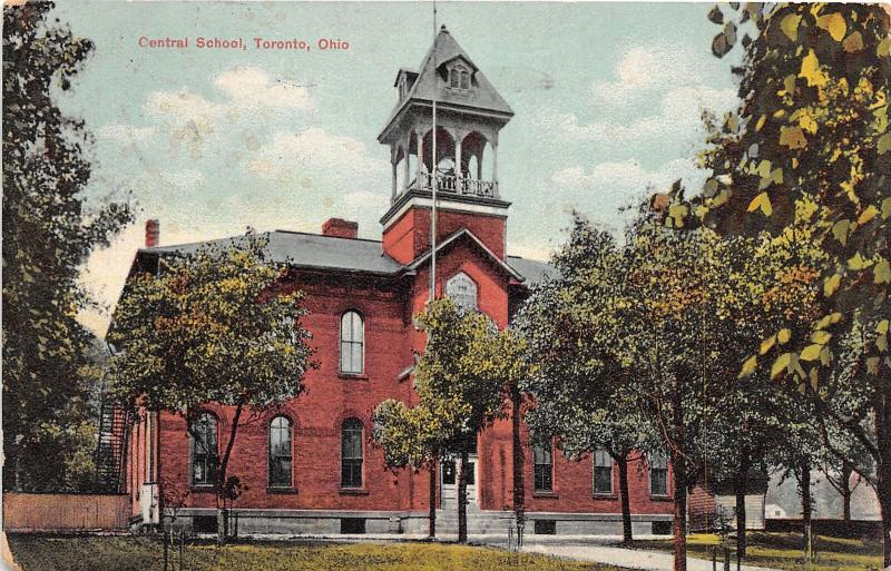 E87/ Toronto Ohio Postcard Jefferson County c1909 Central School Building 9