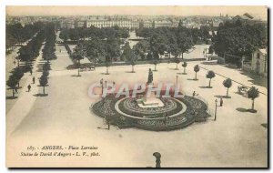 Old Postcard Angers Lorraine Square Statue of David d'Angers