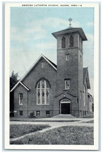 c1930's View Of Swedish Lutheran Church Ogden Iowa IA Unposted Vintage Postcard