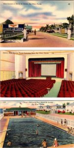 3~ca1940's Postcards Key West FL Florida NAVAL AIR STATION Entrance~Theatre~Pool