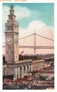 Vintage Postcard Ferry Building Embarcadero Market St. San Francisco California