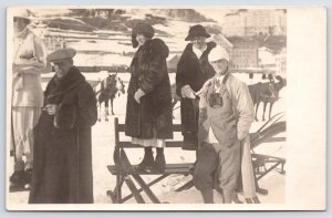 RPPC Mountain Resort Tourists~Reindeer?~Old Lady Stands on Bench~Man, Binoculars