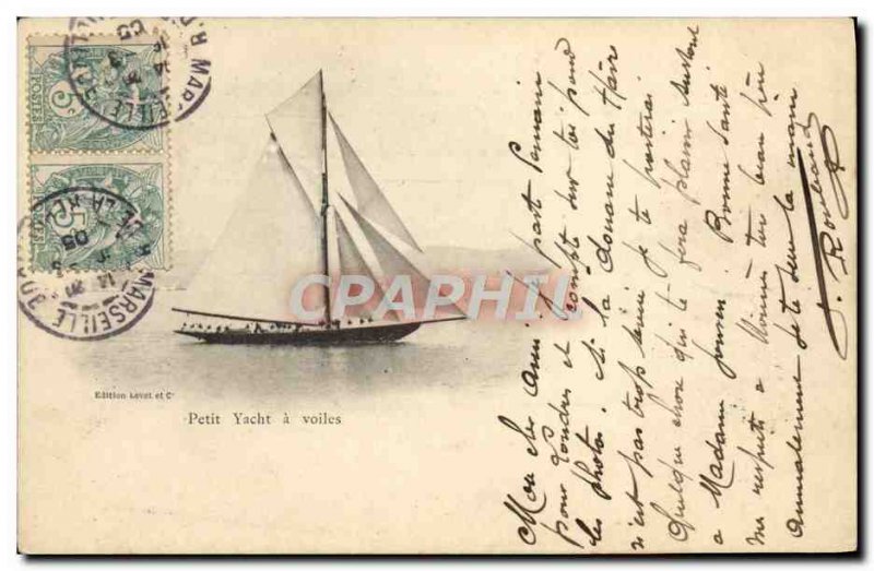 Postcard Old boat Sailboat Small yacht sails